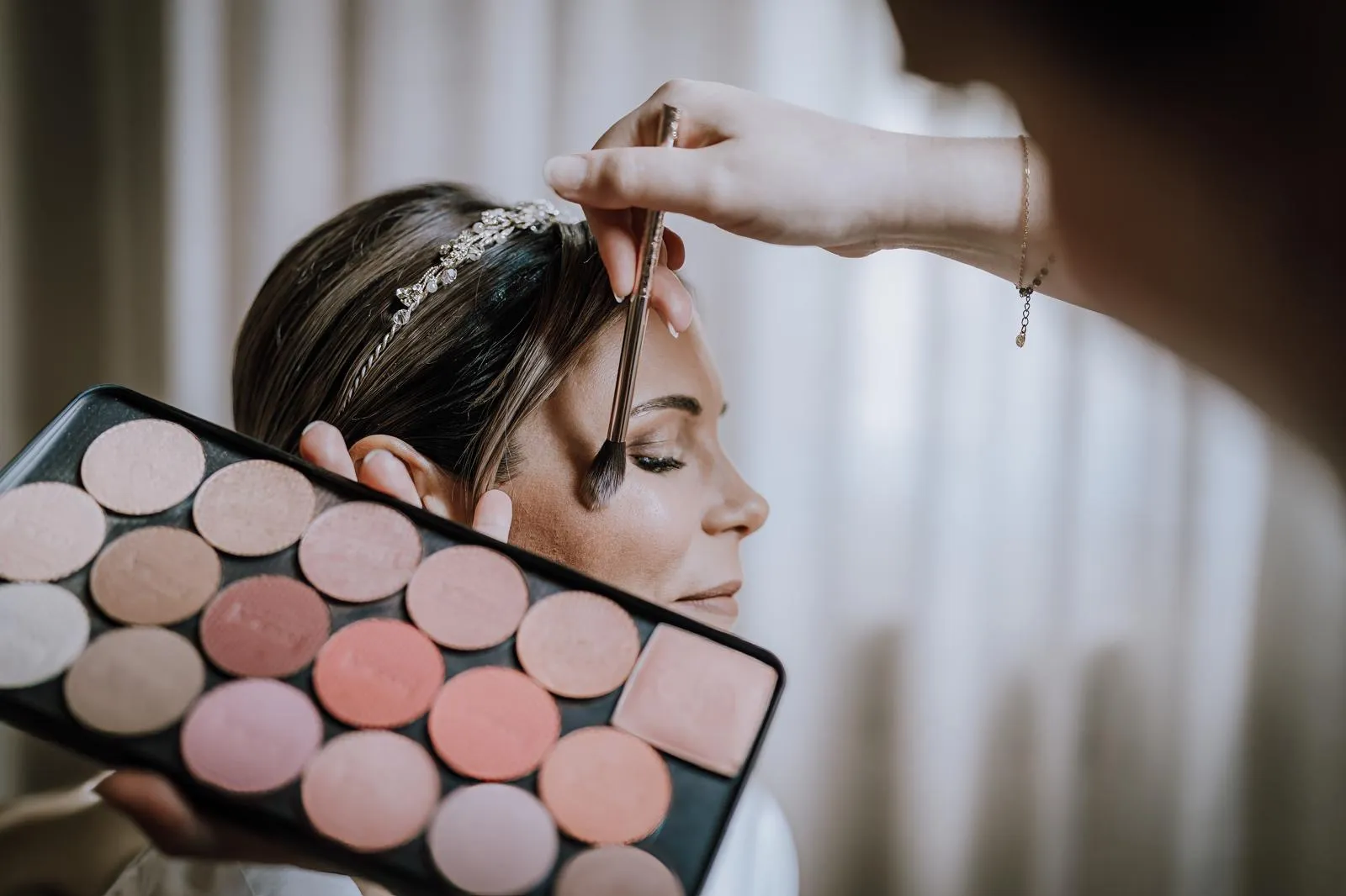 Make-up palette used for bridal makeup in Venice